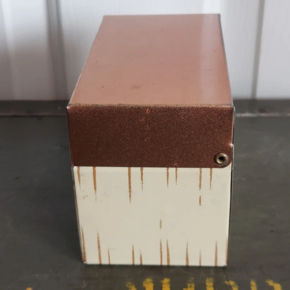 Vintage J Chein Co Metal Recipe Box Americana Eagle Kettle 1776 Made in USA - Picture 6 of 8